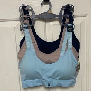 U.S. Polo Assn. 3-Pack Seamless Bralettes in Light Blue, Taupe & Navy